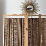 Screen in beech wood and vintage fabrics 1970s
