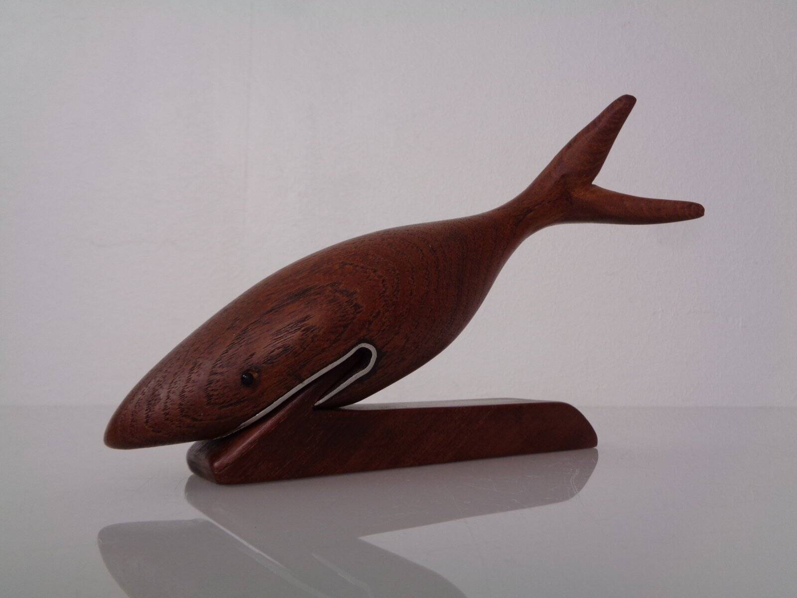 Danish Teak Shark with Stand, 1960s