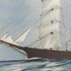Oil on canvas signed sailboat boat 3 mats