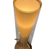 Glass and opaline table lamp with stainless steel base