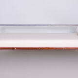 White Slezák sofa - 1930s Czechia - Leather, Beech and Chrome