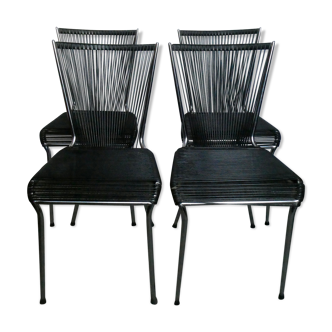 Set of 4 scoubidou chairs from the 60s