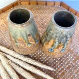 Enamelled stoneware vases