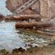 The cornice, marine in oil on wood, early 20th century.