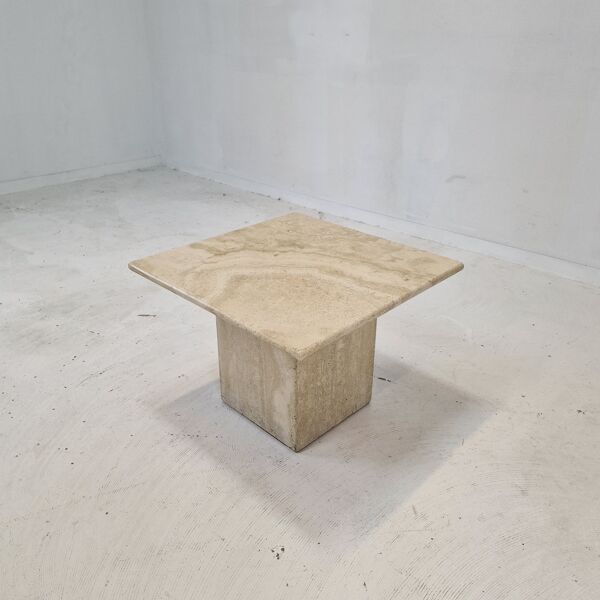 Table basse italienne en travertin, années 1980