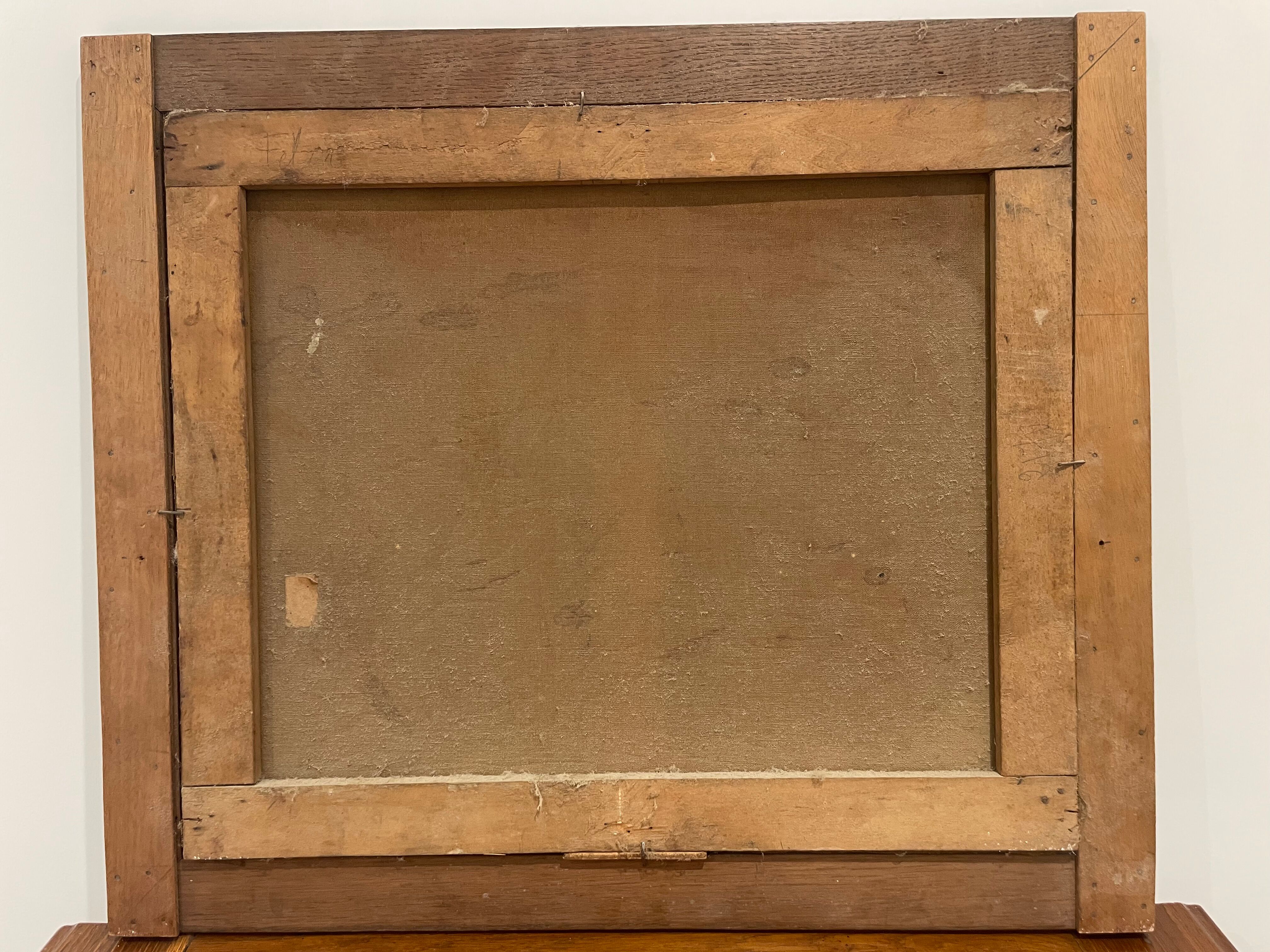 Framed painting oil on canvas still life by J Thomas 1921