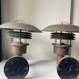 Pair of classic danish vintage MCM outdoor wall lamp in copper