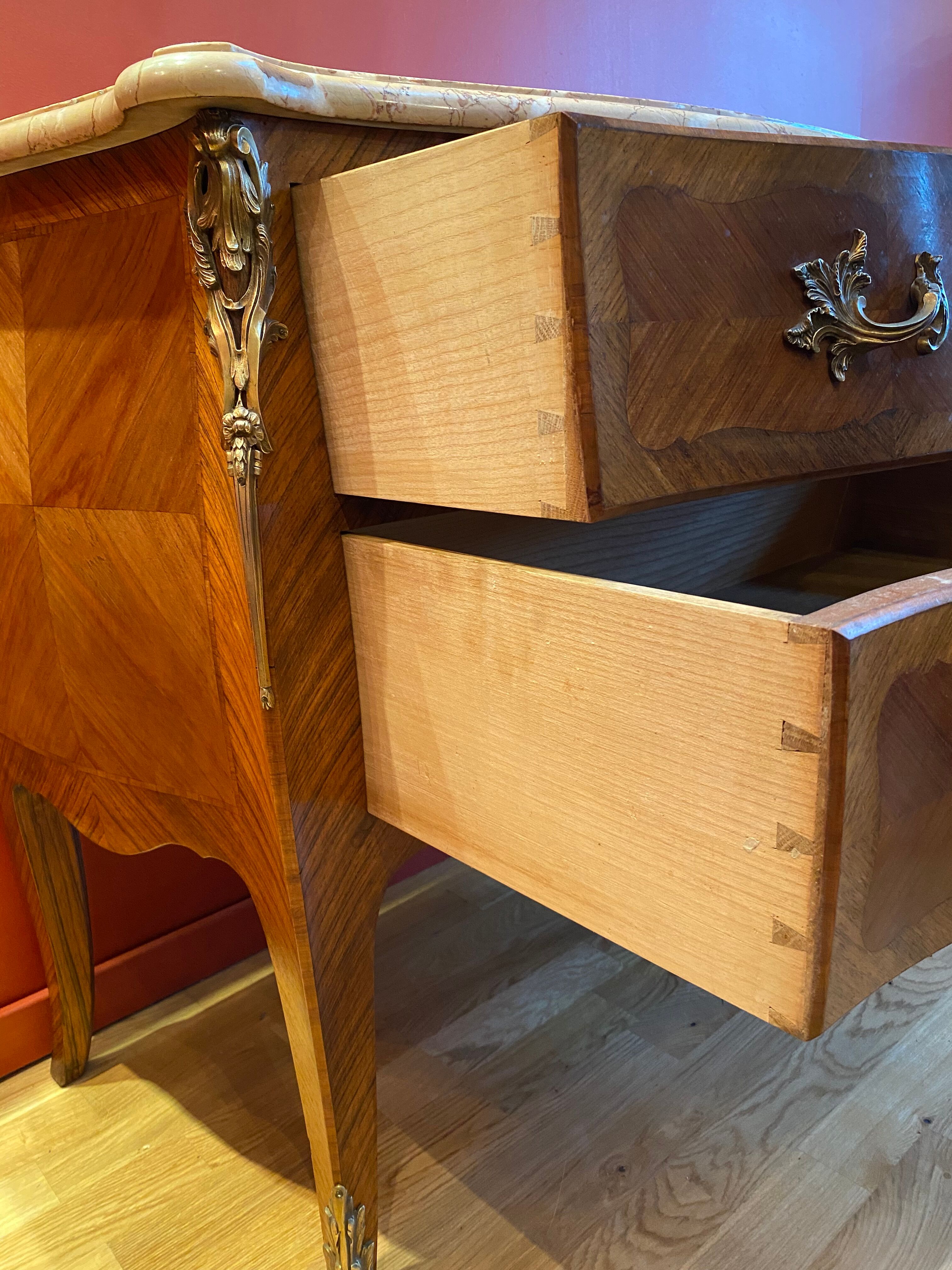 Louis XV style chest of drawers inlaid rosewood