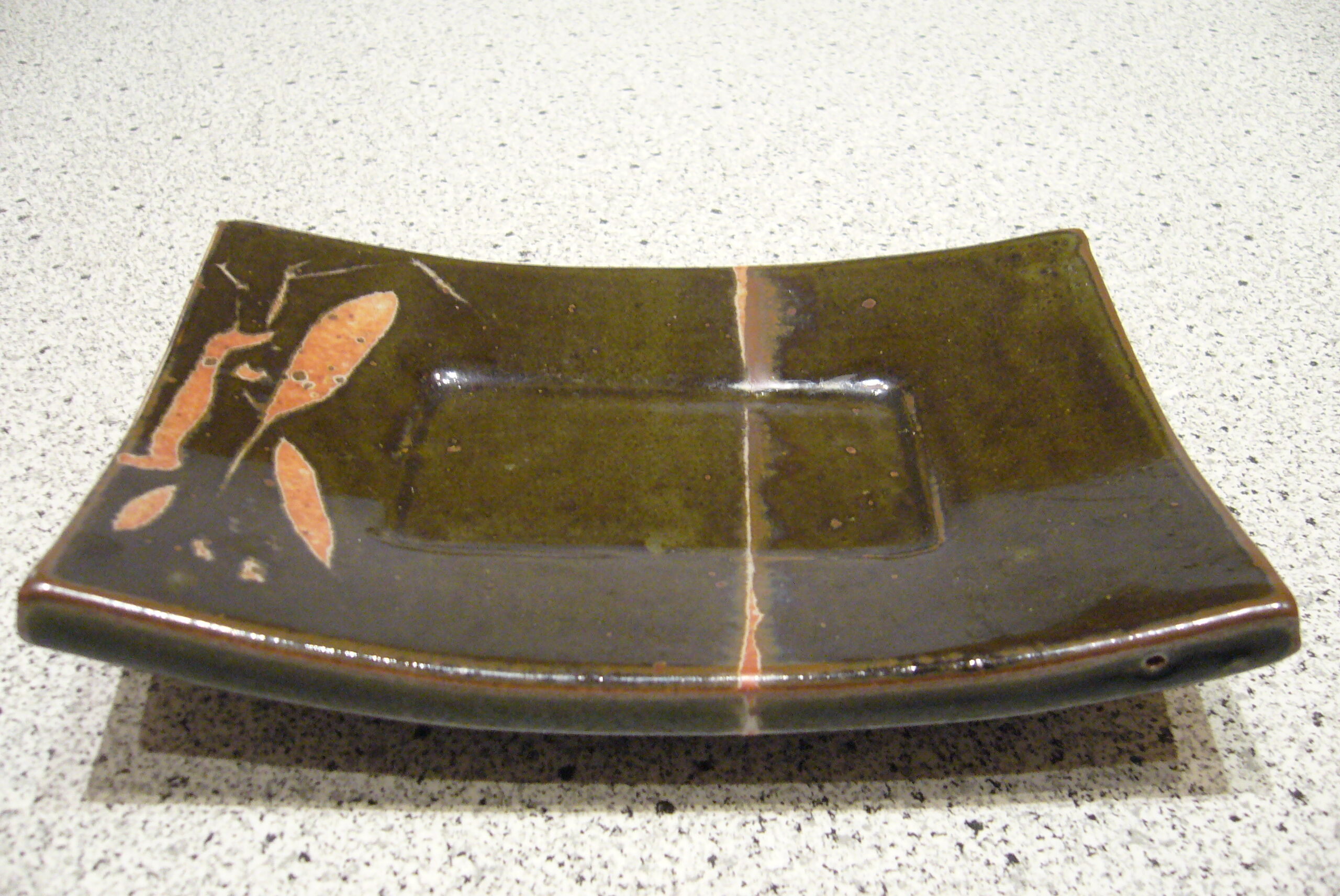 Enameled stoneware trinket dish from the 70s