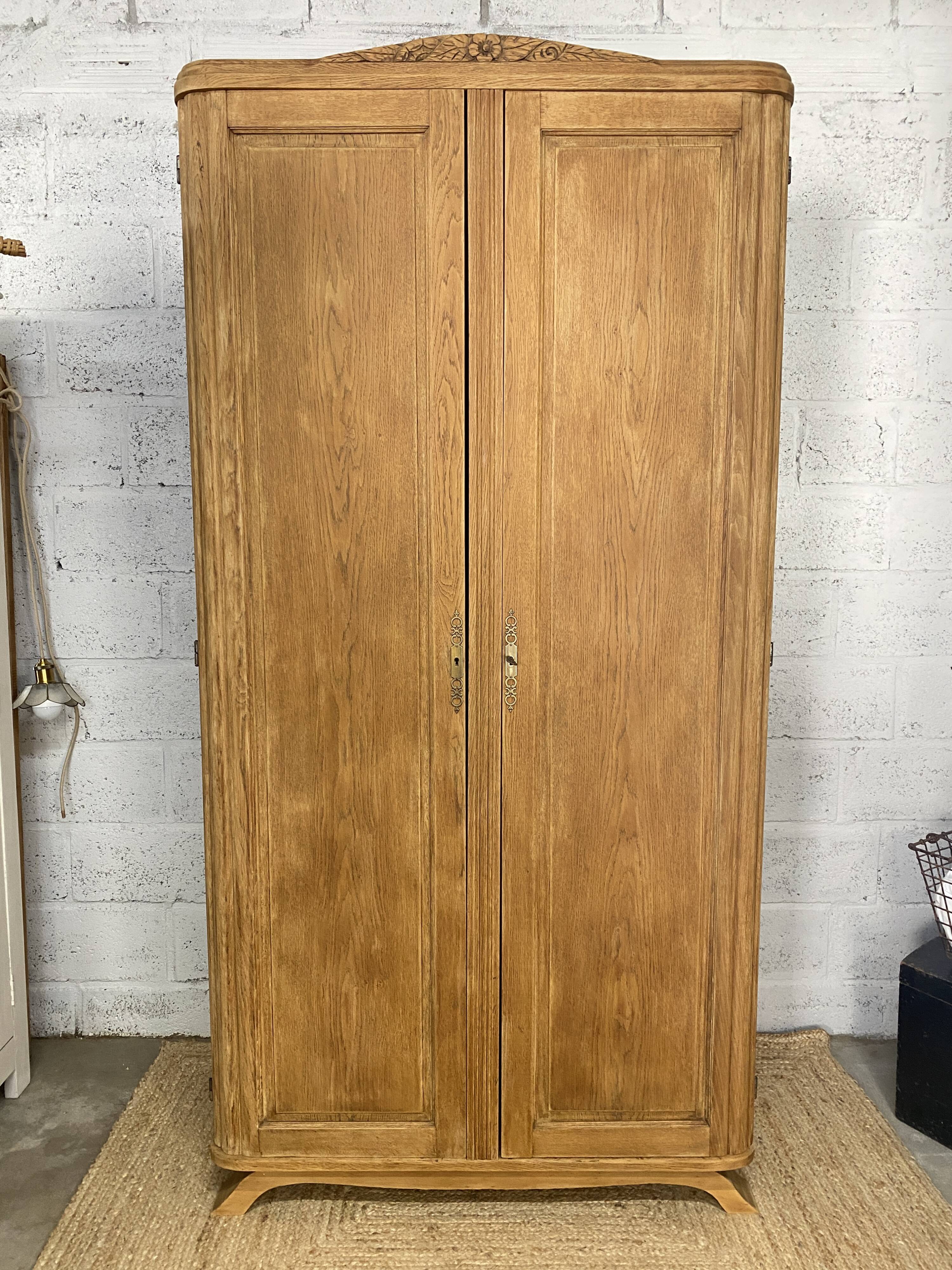 Art Deco oak wardrobe