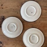 Set of 3 Breton earthenware cups & saucers