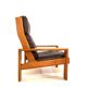 Fauteuil en cuir marron à dossier haut Asko Bonanza par Esko Pajamies