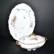 Soupière légumier vintage en porcelaine fleurie et dorure + plat ovale