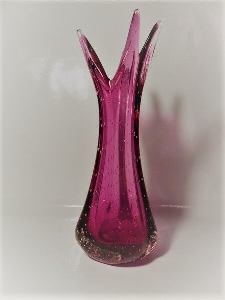 Glass Vase By Murano Bullicante By Archimedes Seguso , Italy.