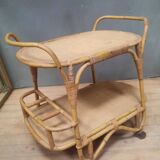 'Vallauris' rolling table in bamboo and wicker