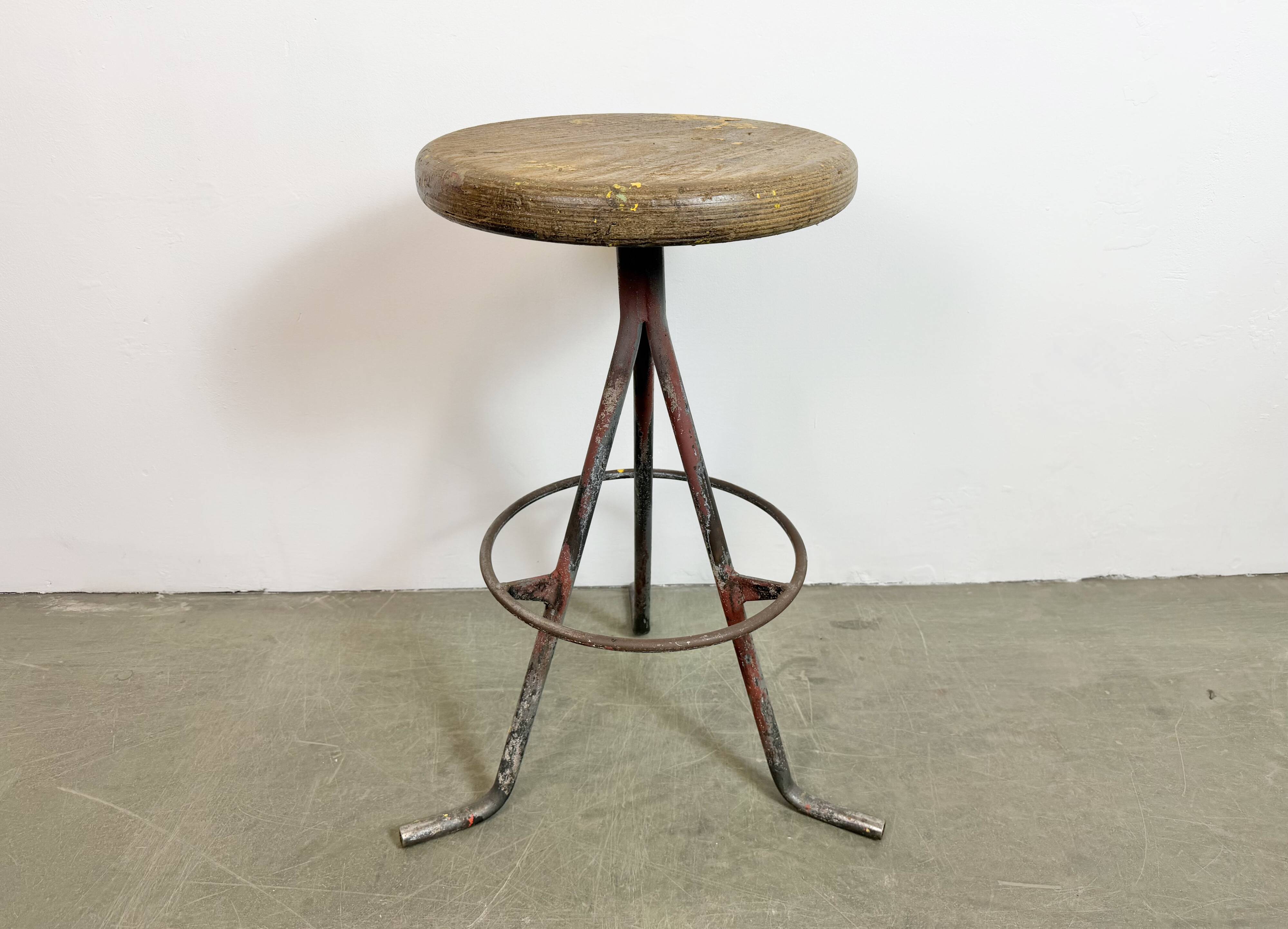 Grey Industrial Workshop Stool, 1960s