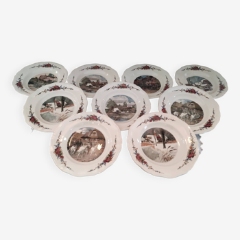 Set of 9 Sarreguemines soup plates Obernai model