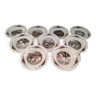 Set of 9 Sarreguemines soup plates Obernai model