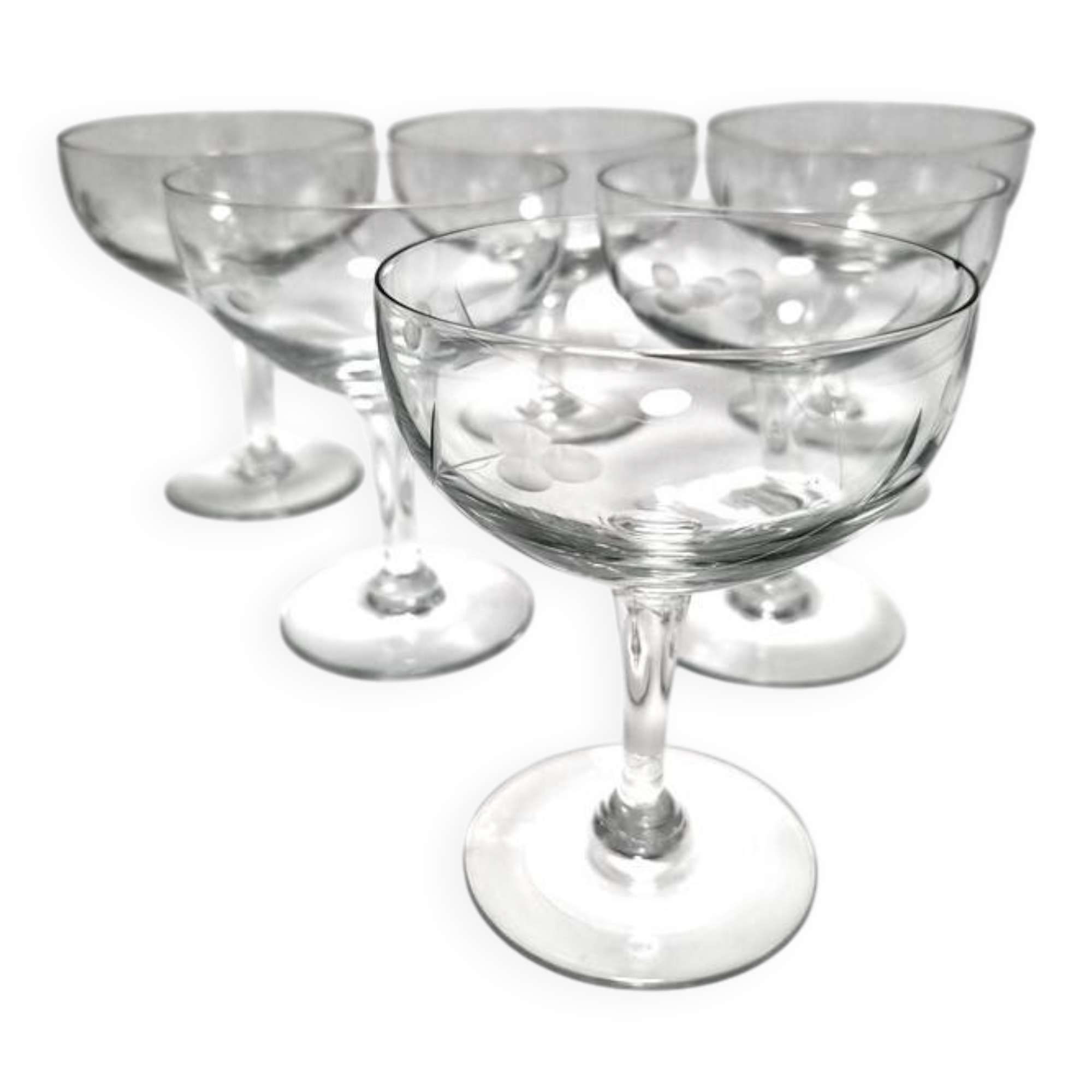 6 champagne glasses