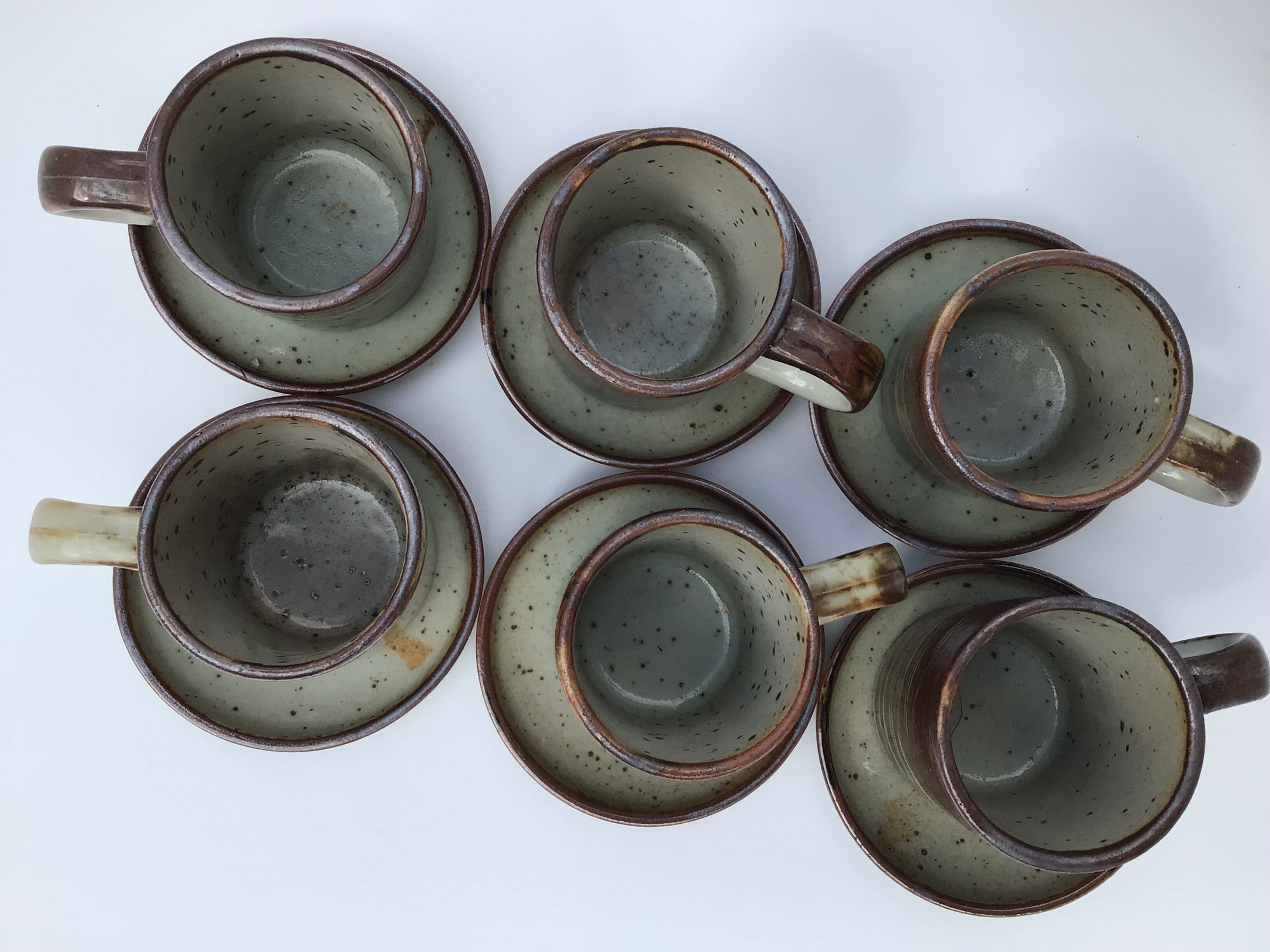 6 cups speckled sandstone espresso with undercups