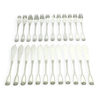 Emile Puiforcat – 12 solid silver fish cutlery sets