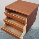 Storage cabinet 3 teak drawers on chrome legs