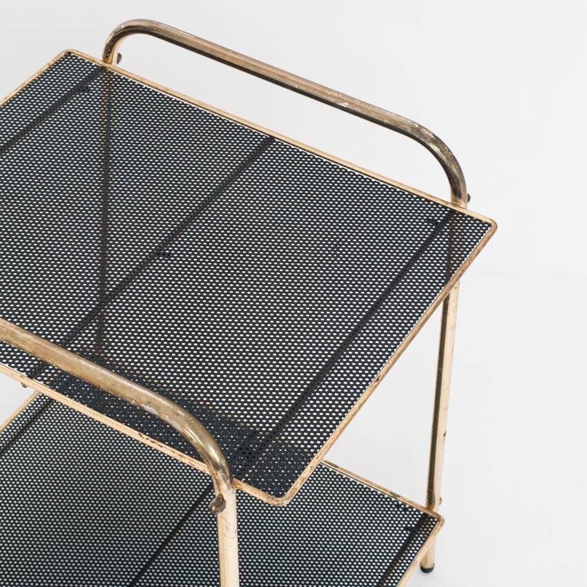 Vintage side table in gilded and painted iron. France, 1950s.