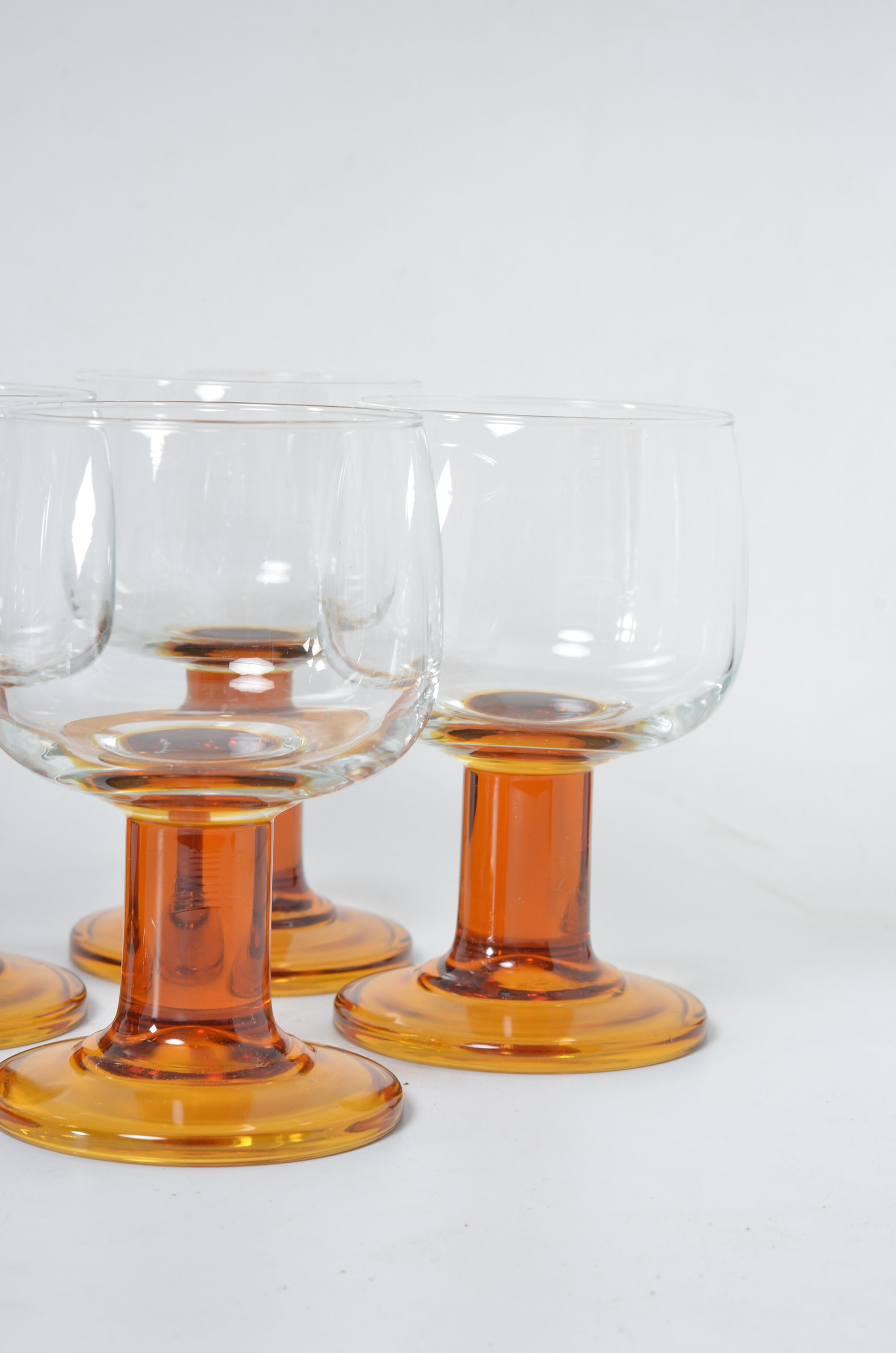 Amber stemmed glasses