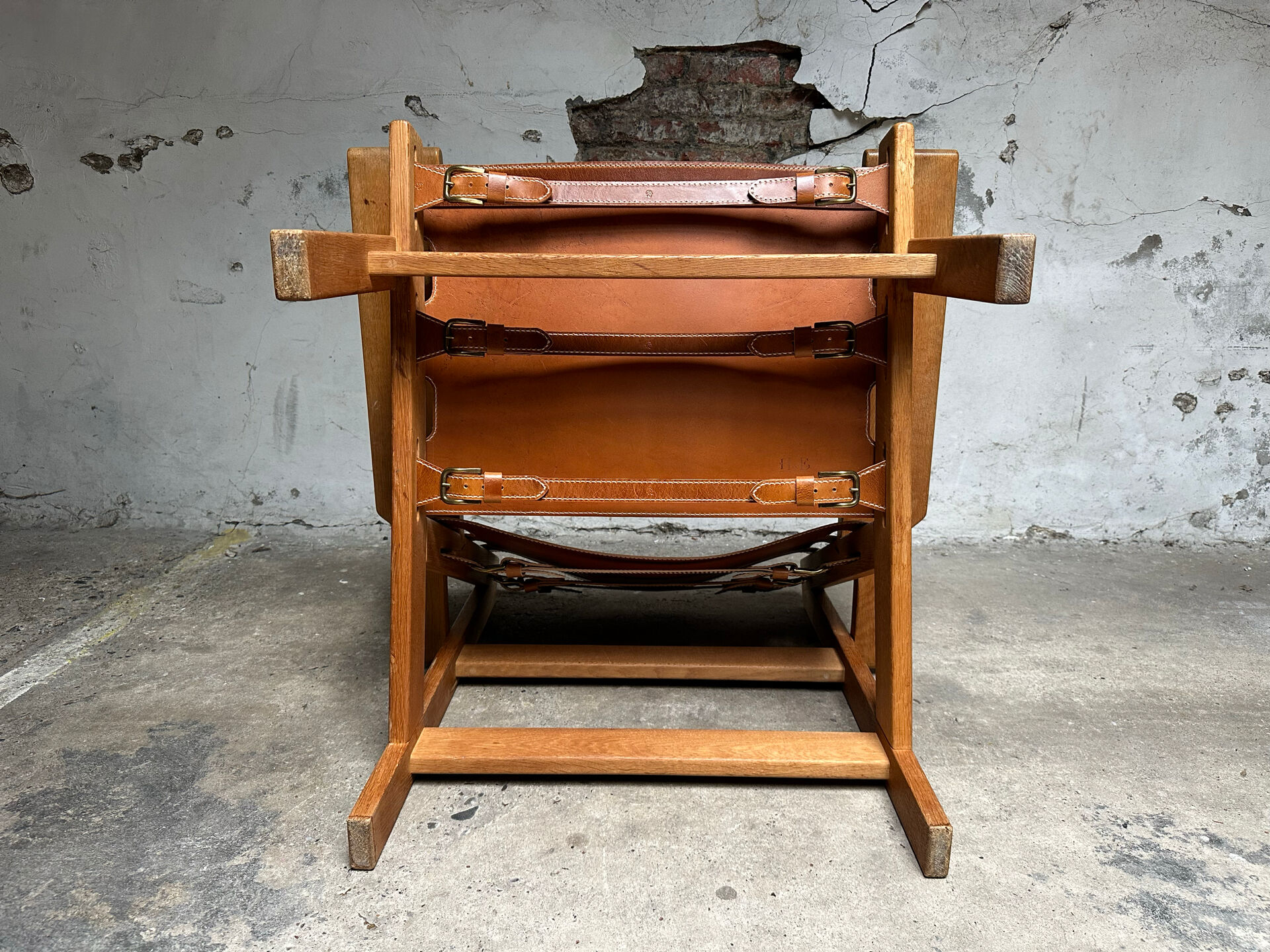 Fauteuil de chasse Kurt Østervig design danois chêne cuir
