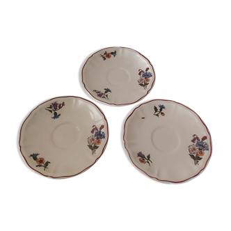 Set of 3 Sarreguemines dessert plates, Agreste model