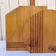 Large wooden lamp, geometric, 1970s design, F. Sénac