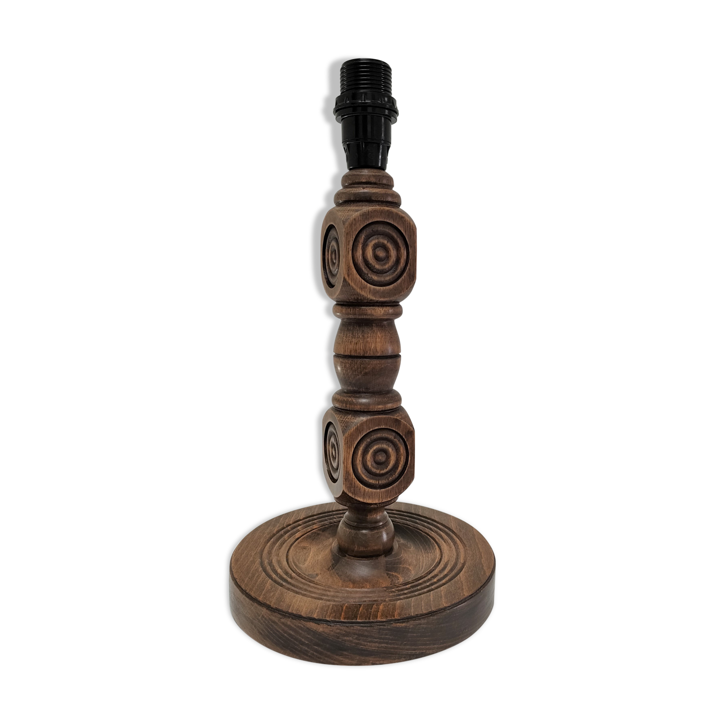 Solid wood lamp decorated with vintage hollow circles