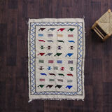 White moroccan carpet in wool 94x140cm