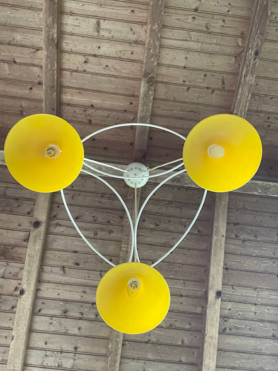 Vintage 3-light pendant light by Le Dauphin circa 1980s
