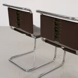 Set of 4 "S33" chairs in brown leather by Mart Stam for Gavina 60's