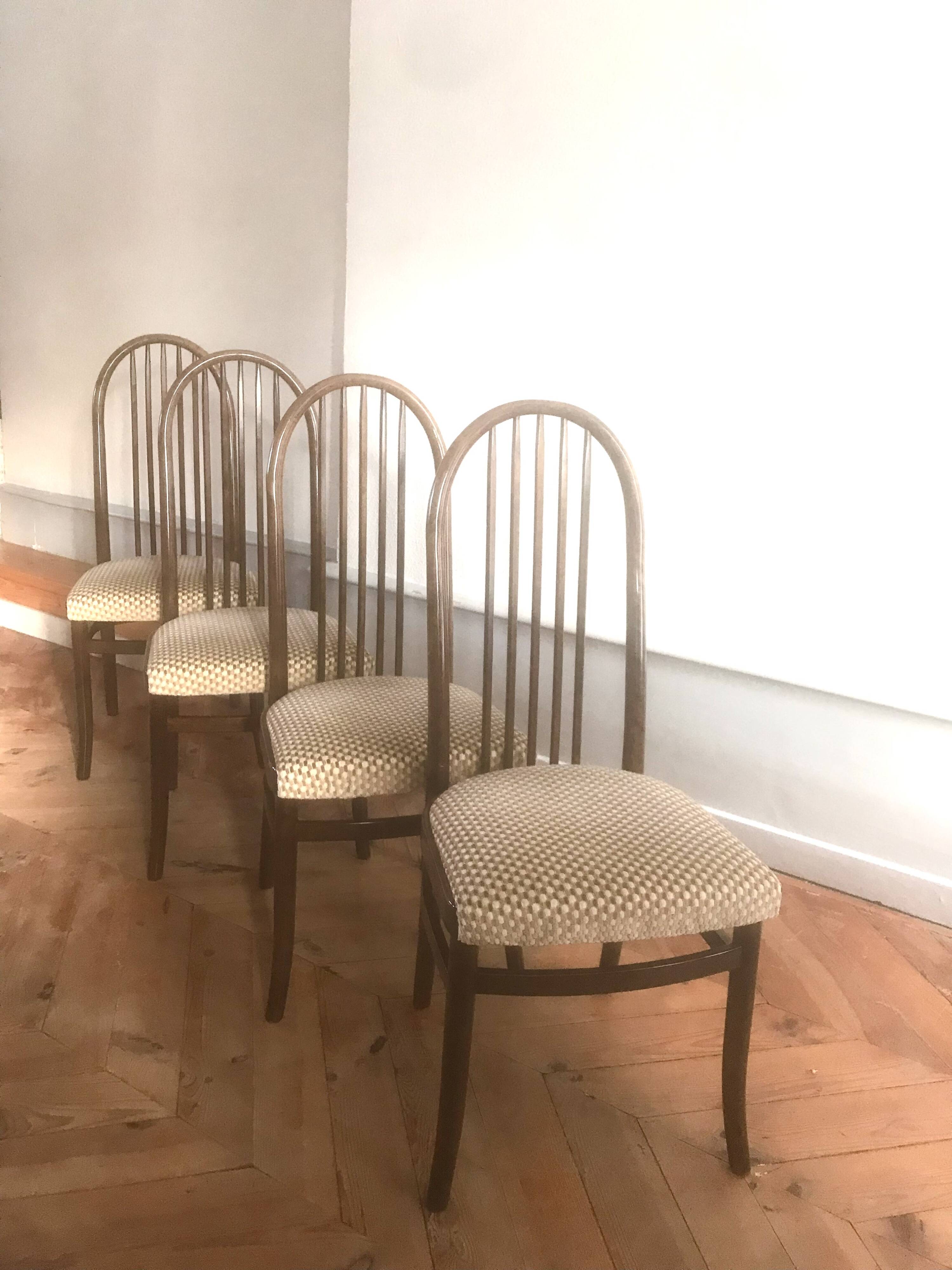 4 vintage Baumann Eden model wooden chairs