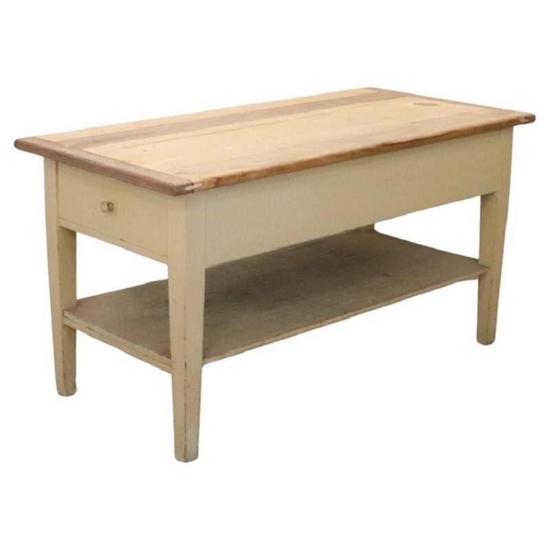 Worktable In Cream Lacquered Poplar Wood, Italy Late 19th Century