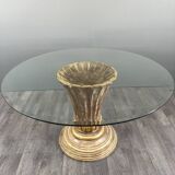 Table with a central carved wooden base, 20th century