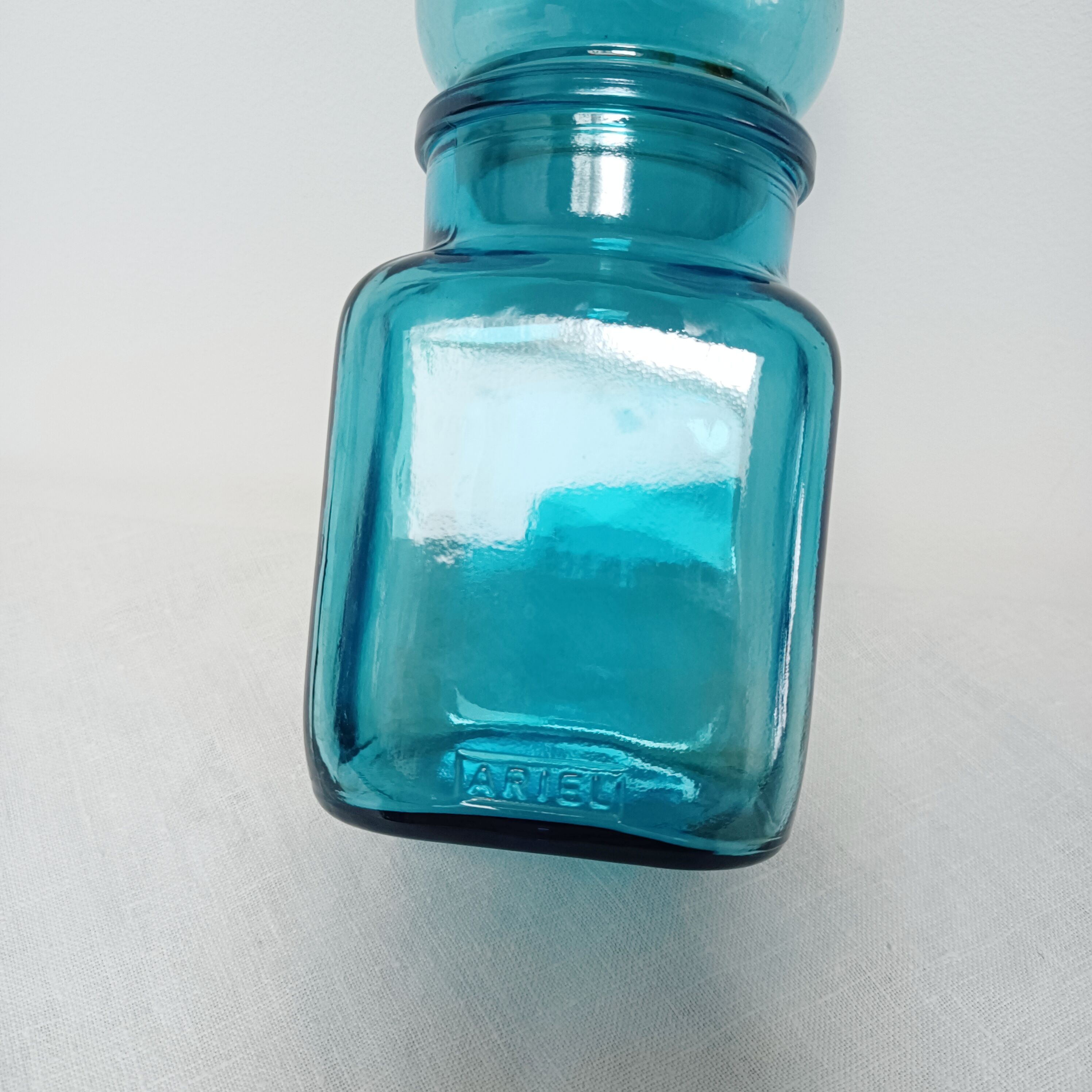 Set of 3 blue glass apothecary jars