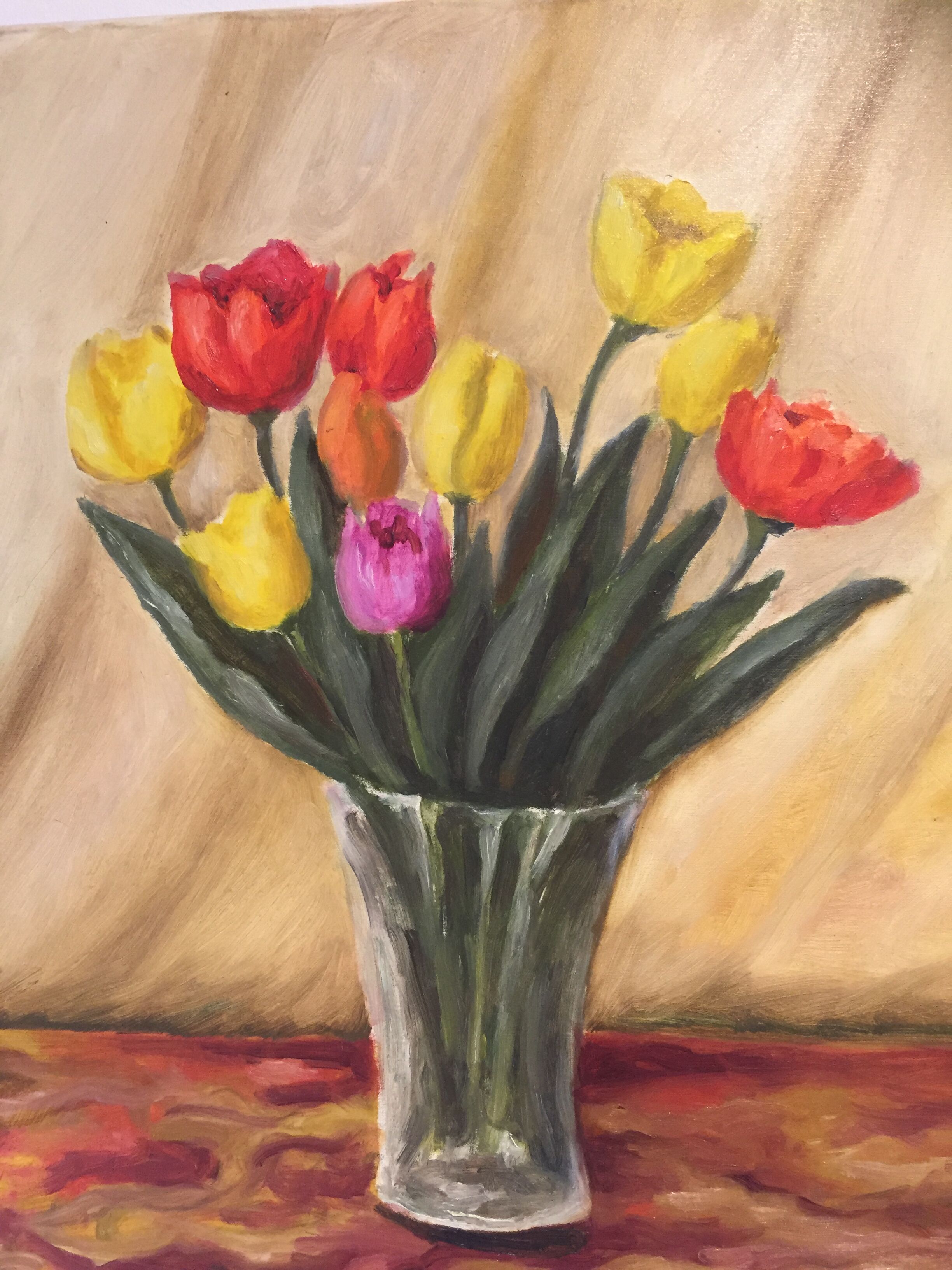 Canvas bouquet of tulips R.Jeunot