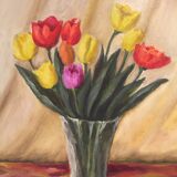 Canvas bouquet of tulips R.Jeunot