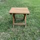 Brown wooden folding stools from the 1950s — slatted seat, folding mechanism X