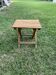 Brown wooden folding stools from the 1950s — slatted seat, folding mechanism X