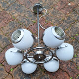 Suspension chrome, 8 spots "eye balls", space age, white