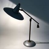 Vintage Brass and Silver Varnished Metal Desk Lamp, Italy