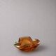 Vintage amber art glass ashtray in Murano style, sculptural free-form hand-blown bowl, glass catchall, Mid-Century Italy.
