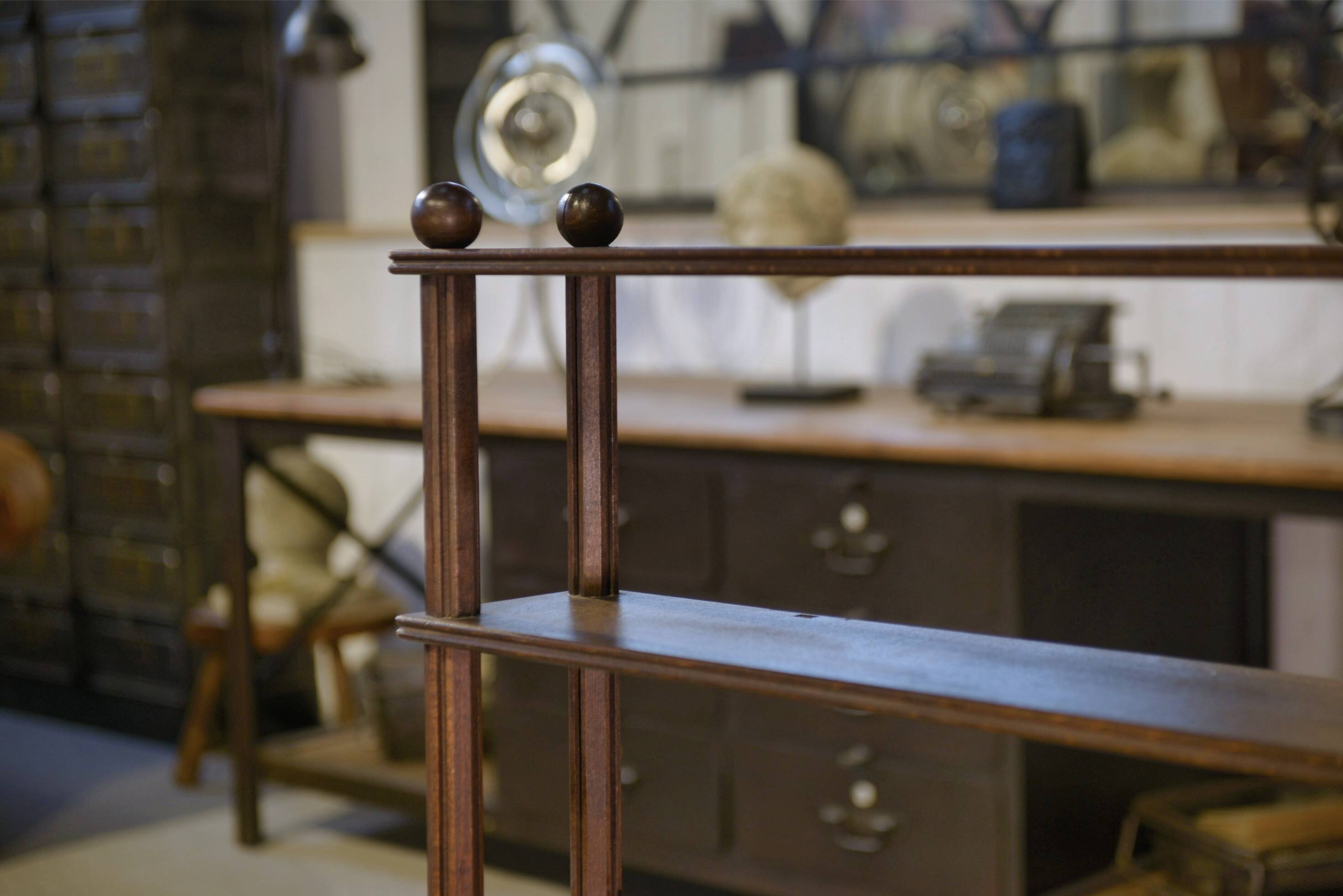 Beech shelf with ball feet, 1960s