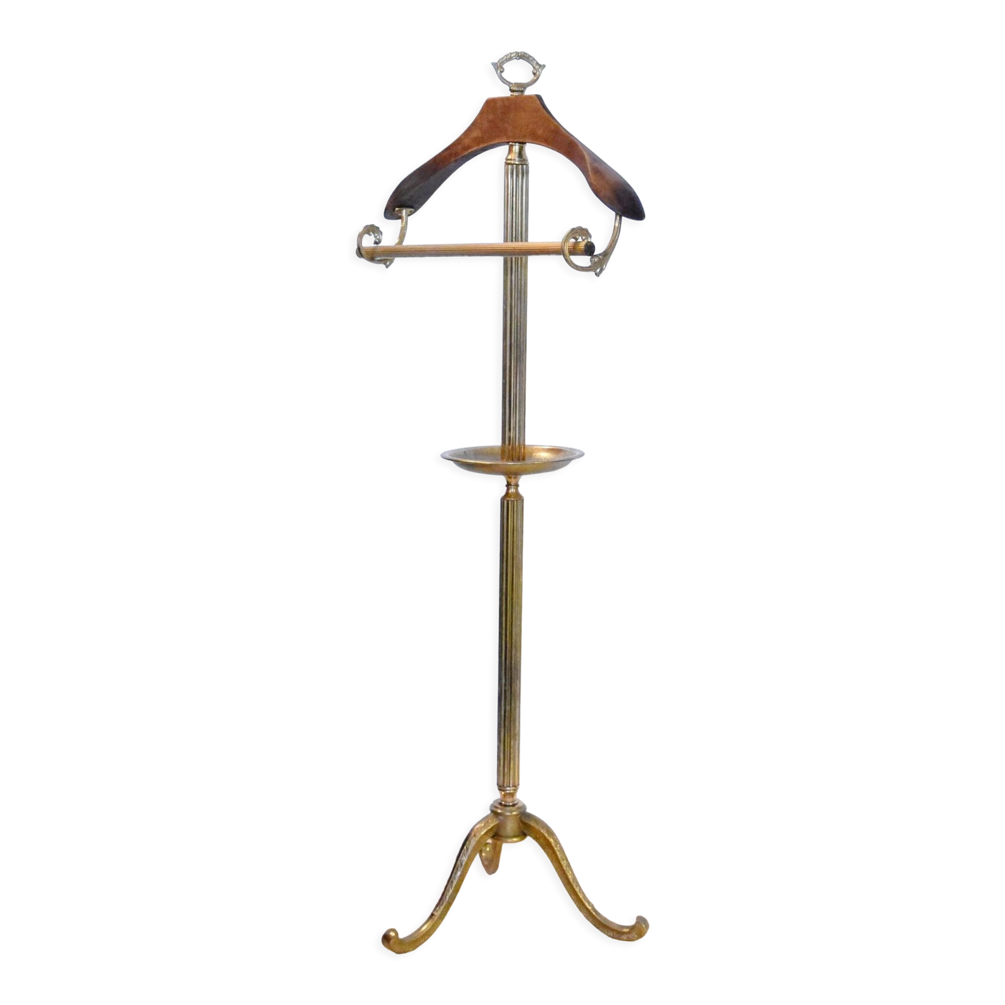 Retro night valet in brass and wood in Neoclassical style