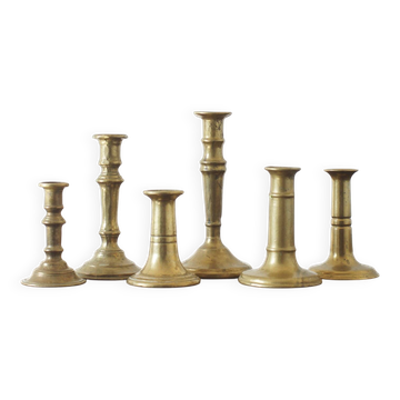 Vintage Brass Candlesticks, 1960s, Set of 6