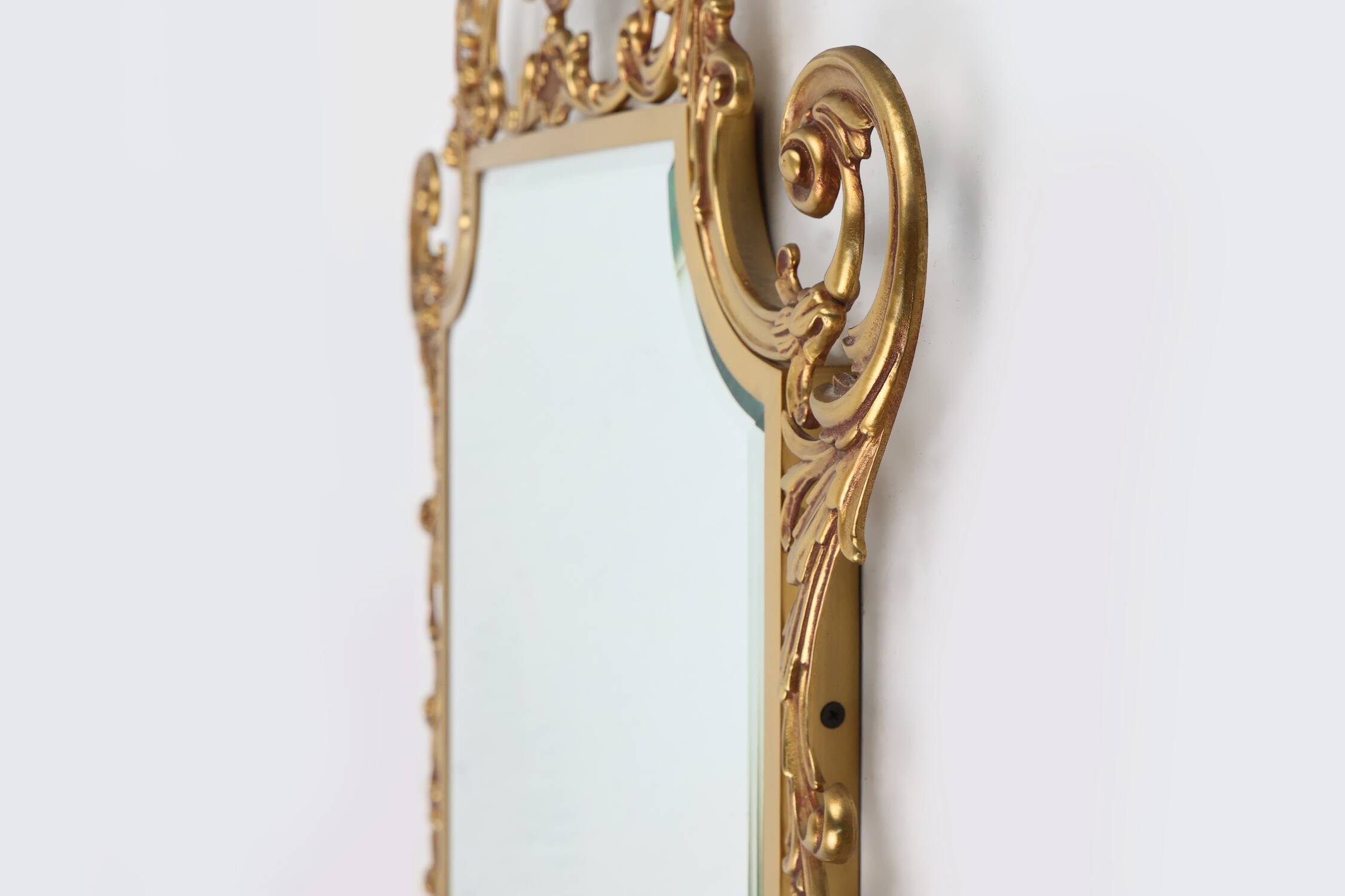 Solid copper 20th Century French Louis XV style beveled wall mirror